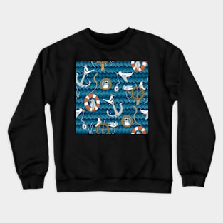 Funny seagulls wreaking havoc on ship Crewneck Sweatshirt